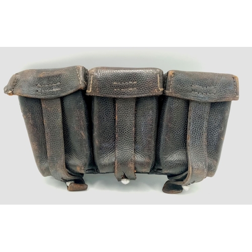 311 - A Leather Three Magazine WW2 German Ammunition Pouch Dated 1939. Very Good Condition from the Deceas... 