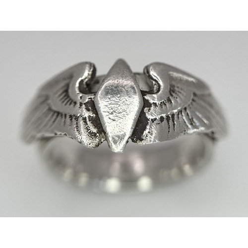 314 - WW2 Silver US Women’s Auxiliary Service Pilots Ring. aka The Wasp’s The W.A.S.P was a civilian women... 