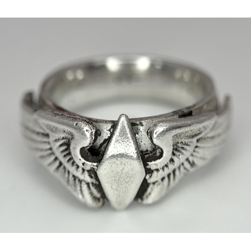 314 - WW2 Silver US Women’s Auxiliary Service Pilots Ring. aka The Wasp’s The W.A.S.P was a civilian women... 