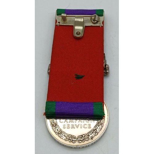 391 - Court Mounted General Service Medal with Northern Ireland. To 24220349 Tpr L.D Rogers RHG/D (Blues &... 