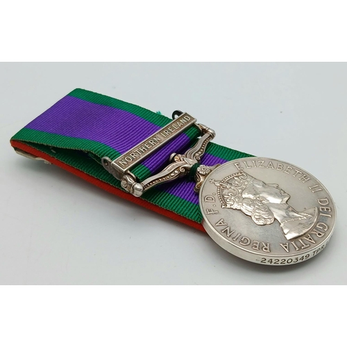 391 - Court Mounted General Service Medal with Northern Ireland. To 24220349 Tpr L.D Rogers RHG/D (Blues &... 