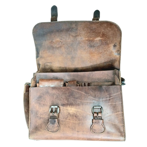 1079 - A HAND MADE OVERSIZED LEATHER SATCHEL MADE BY 