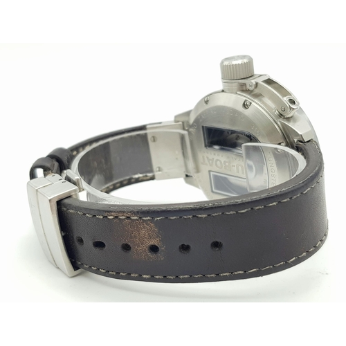 858 - An Italian U-Boat Automatic Tungsteno Gents Watch. Model 8094. Brown leather strap. Stainless steel ... 