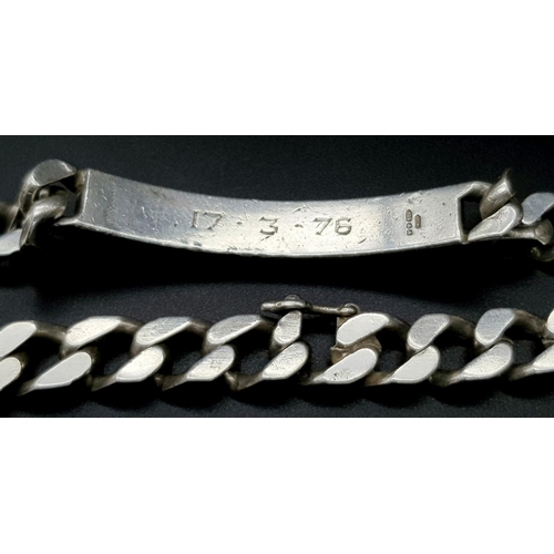 877 - A vintage Solid Silver 925 Identity Bracelet, 33.3 grams, 22.5cm, inscribed with the name 