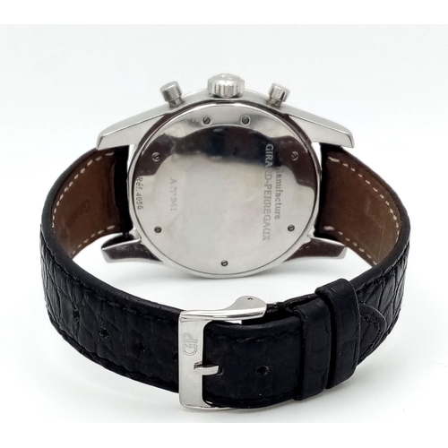 872 - A Girard-Perregaux Automatic Chronograph Gents Watch. Black leather strap. Stainless steel case - 40... 