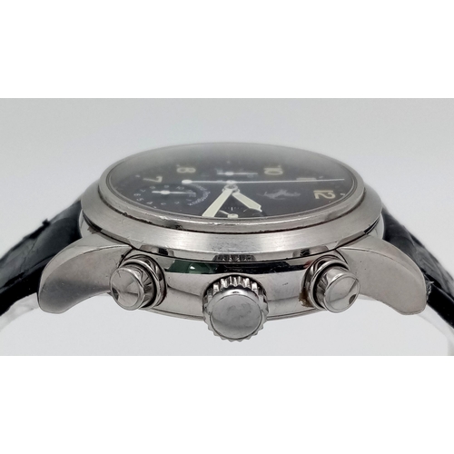 1121 - A Girard Perregaux Ferrari Automatic Chronograph Gents Watch. Black leather strap. Stainless steel c... 