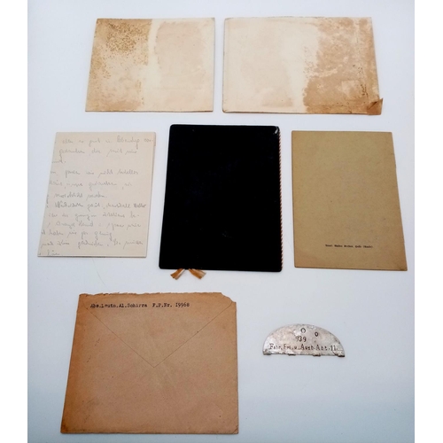 381 - A Parcel of WW2 German Original Ephemera with a Half Identity Disc Indicating Soldier Killed in Acti... 