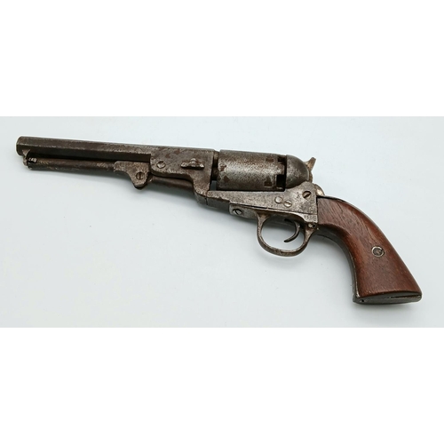 409 - An Antique Obsolete Calibre Colt Brevete Revolver. Circa Mid 19th Century. 16cm Octagonal Barrel. Ov... 