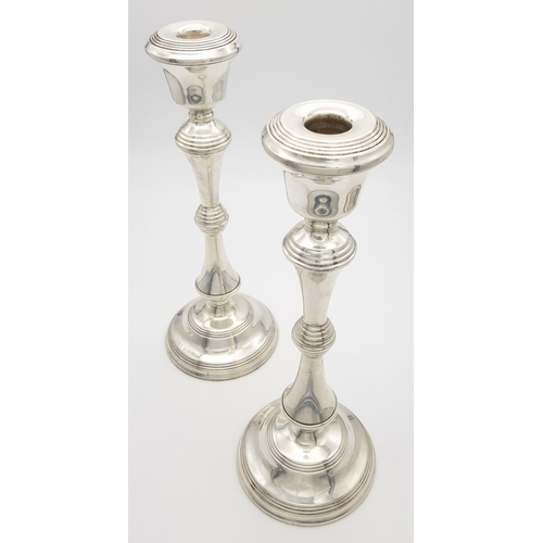 443 - A Pair of Classic Vintage Sterling Silver Candlestick Holders. Hallmarks for Birmingham 1973. Weight... 