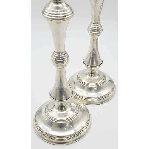 443 - A Pair of Classic Vintage Sterling Silver Candlestick Holders. Hallmarks for Birmingham 1973. Weight... 