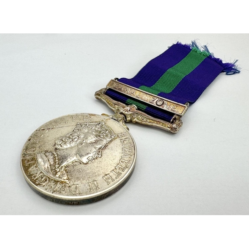 55 - 1918-1962 British General Service Medal with Canal Zone Bar. Awarded to: ACI A. Worsfold 2516441 R.A... 