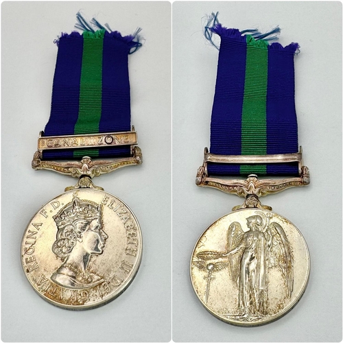 55 - 1918-1962 British General Service Medal with Canal Zone Bar. Awarded to: ACI A. Worsfold 2516441 R.A... 