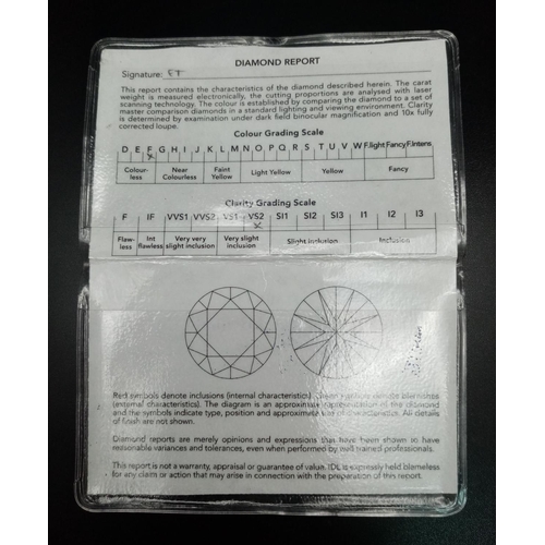 1135 - A 0.355ct Round Brilliant Cut Diamond. VS2 clarity, F colour. Comes with IDL certificate.