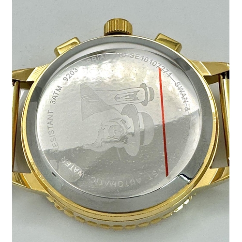 237 - A SWAN & EDGAR of LONDON watch, case45 mm, gold tone dial with “Cyclops” date window at 5 o’clock po... 