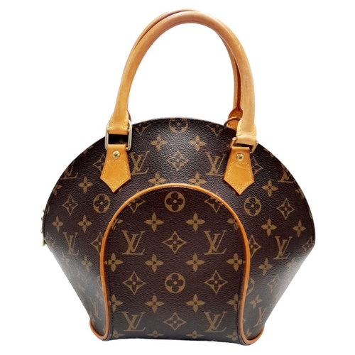 234 - A Louis Vuitton Ellipse Handbag. Monogram canvas exterior with leather trim, two rolled leather hand... 