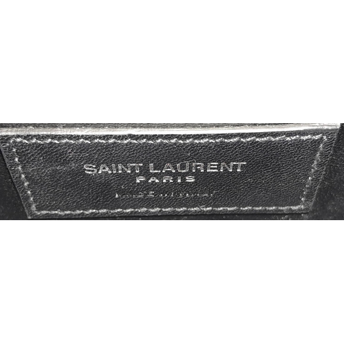 241 - A Yves Saint Laurent College Grey Leather Embossed Shoulder Bag. Silver tone curb chain and leather ... 