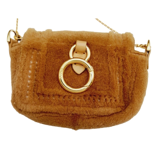 108 - A Fendi Curly Shearling Shiny Nappa Small Peekaboo I SEE U Satchel Bag. Shearling exterior with embr... 