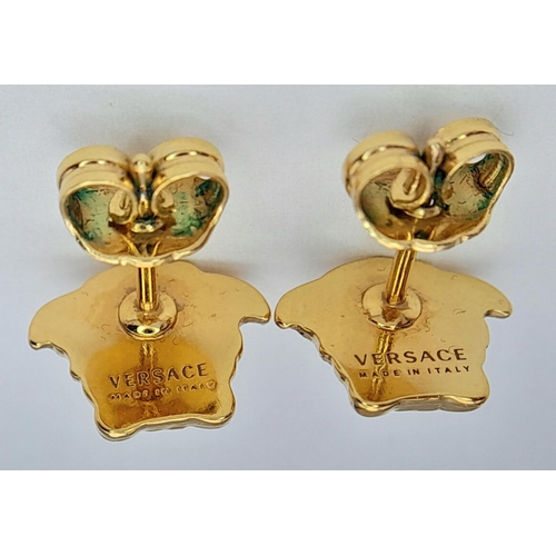 1117 - A Pair of Designer Gold Plated Versace Stud Earrings. Ref: 017891