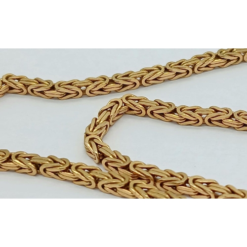 18 - A 9K Yellow Gold Byzantine Chain. 11.8g total weight. 45cm length. JM07