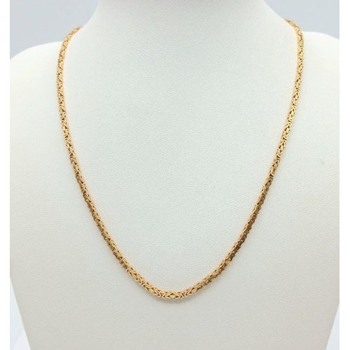 18 - A 9K Yellow Gold Byzantine Chain. 11.8g total weight. 45cm length. JM07