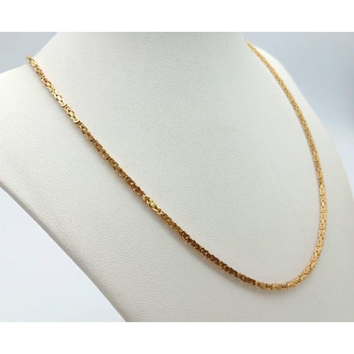 18 - A 9K Yellow Gold Byzantine Chain. 11.8g total weight. 45cm length. JM07