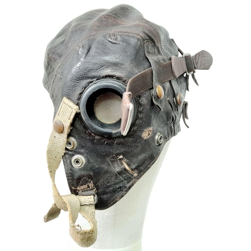 187 - WW2 British RAF Type C Flying Helmet with Mk VIII Goggles. The goggle strap is a replacement.