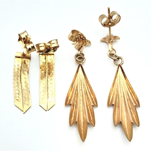 302 - Two 9K Gold Pairs of Fancy Earrings. 0.9g total weight. JM15