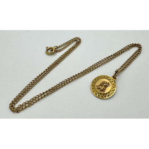 448 - Beautiful Dainty 9 carat GOLD ST CHRISTOPHER PENDANT.Lovely raised detail with attractive border des... 