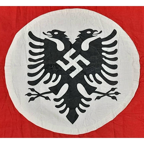 636 - 3rd Reich Albanian NSDAP Flag Dated 1945. 60 x 100cm