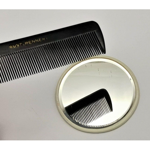 798 - WW2 German Complementary Mirror and Comb from the Officers R and R Hotel in Paris France.