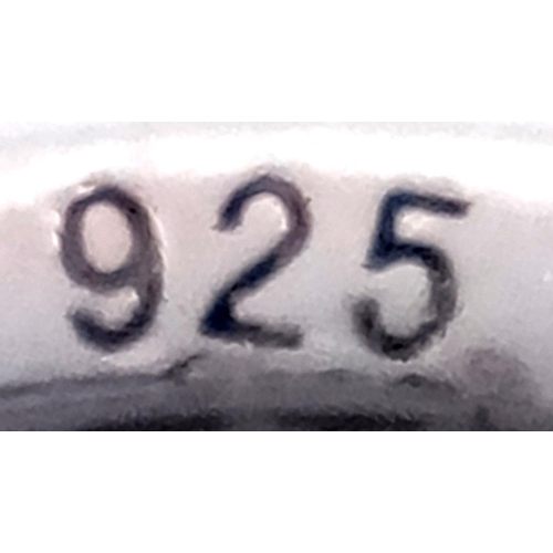 895 - A STERLING SILVER FULL STONE SET 4 ROW BAND RING. 5G IN WEIGHT. SIZE M. Ref: 8770