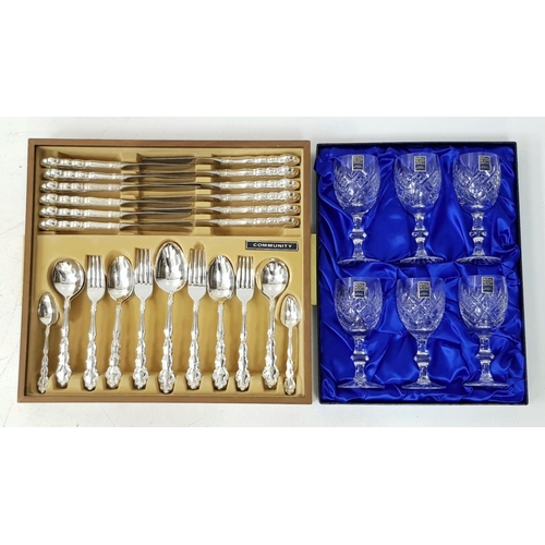 947 - A Royal Scot Crystal Goblet Set and a Silver Plate Cutlery Set.
All in original packaging - unused.