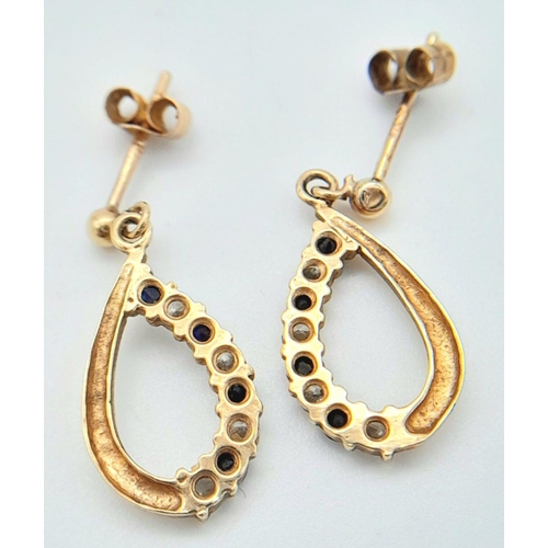 352 - A Pair of 9K Yellow Gold Stone Set Earrings. 1.5g total weight. SH16 001.