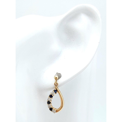 352 - A Pair of 9K Yellow Gold Stone Set Earrings. 1.5g total weight. SH16 001.