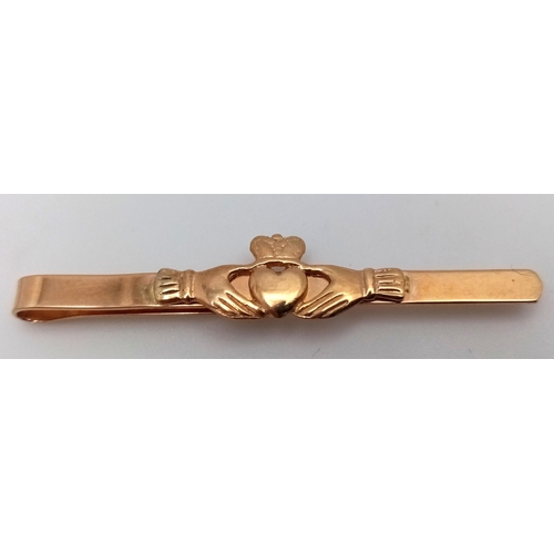 427 - Vintage 9 carat GOLD CLADDAGH TIE CLIP. Full UK hallmark. 2 grams. 4.5 cm.