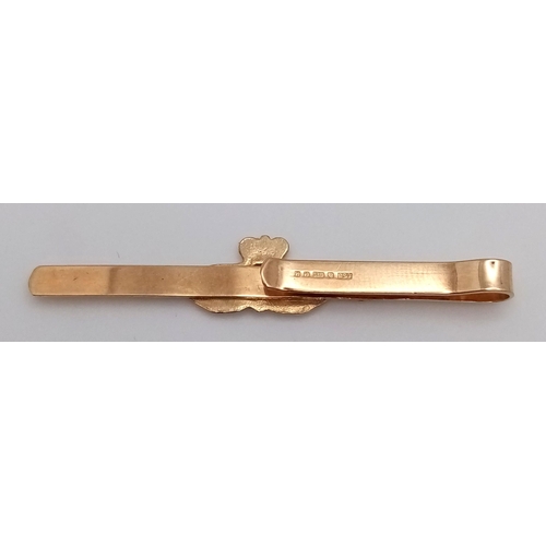 427 - Vintage 9 carat GOLD CLADDAGH TIE CLIP. Full UK hallmark. 2 grams. 4.5 cm.