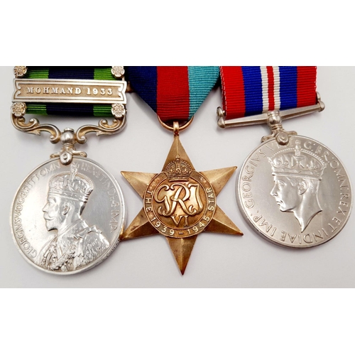 508 - An India General Service Medal 1908 with two clasps in a group of three to an early WW2 casualty of ... 