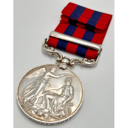 515 - An India General Service Medal 1854 with clasp ‘Jowaki 1877-8’ named to: 900 Pte Thos Wybrow 4 Bn Ri... 