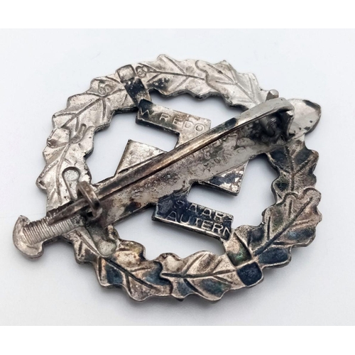 521 - 3rd Reich 1st Pattern Silver Grade SA Sports Badge. Maker marked: Berg & Nolte.