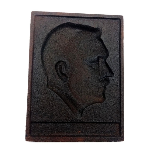 854 - WW2 Cast Iron Hitler Plaque.