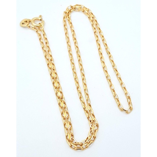 376 - A 9K Yellow Gold Diamond Cut Necklace. 3.3g total weight. 40cm length. Ref: JM09