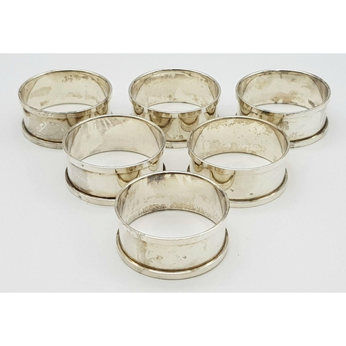 437 - A Rare Set of Six Matching Hallmarked 1934/35 Silver Napkin Rings with their Boxes. Made in Birmingh... 