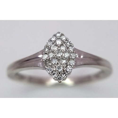 593 - A 9K WHITE GOLD DIAMOND CLUSTER RING - 1.6G. SIZE O.
REF: SPAS 5005