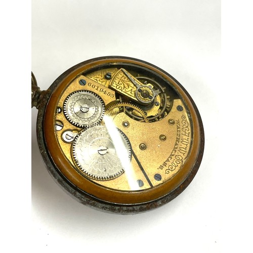 155 - Vintage Waltham pocket watch glass back , as found