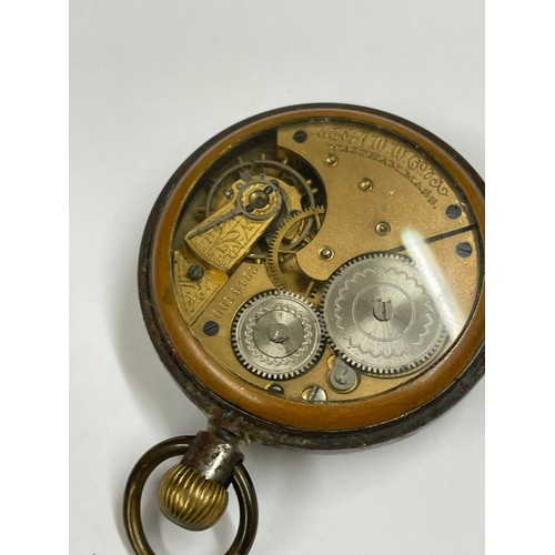 155 - Vintage Waltham pocket watch glass back , as found