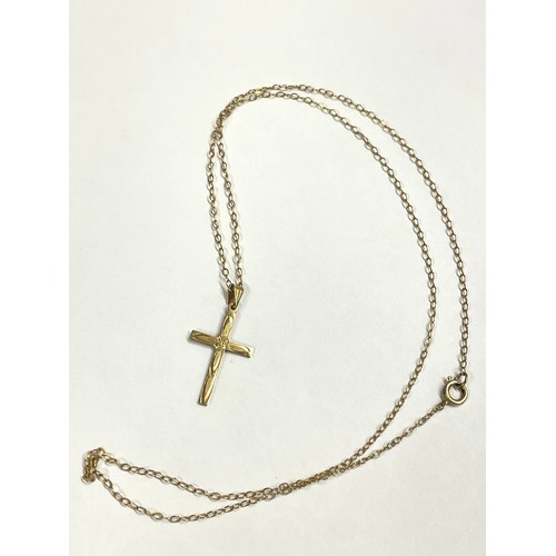 183 - 9ct gold crucifix pendant & chain