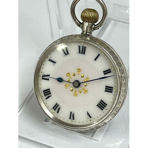 190 - Antique ladies silver pocket watch , ticks as found