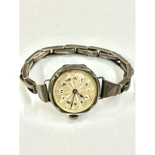 247 - Vintage ladies silver trench watch/ wristwatch , as found