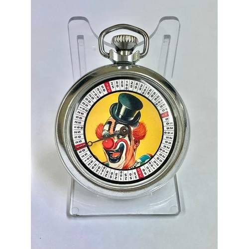 261 - Vintage spinning clown  gaming pocket watch , working .