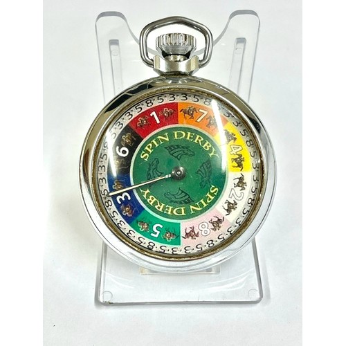 268 - Vintage spinning horse racing gaming pocket watch , working